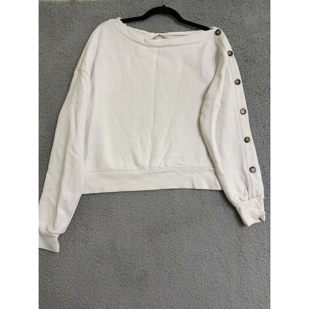 H&M Cream Terry Sweatshirt with buttons Womens 12 Large